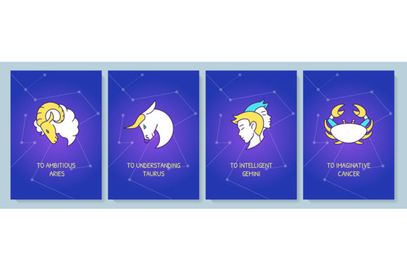Astrology Greeting Card with Color Icons: Graphics Review
