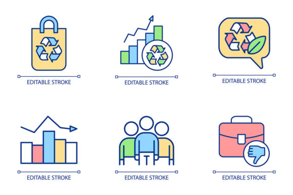 Circular Economy RGB Color Icon Set: Graphics and Icons for Sustainable Branding