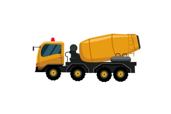 Concrete Mixing Truck Flat Design for Graphics & Illustrations