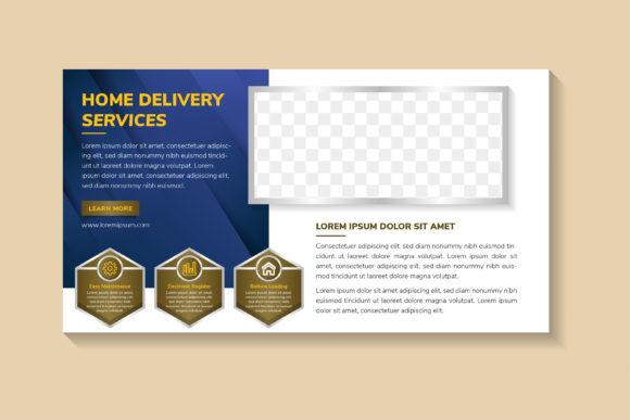 Delivery Service Horizontal Banner Graphics for Social Media Posts