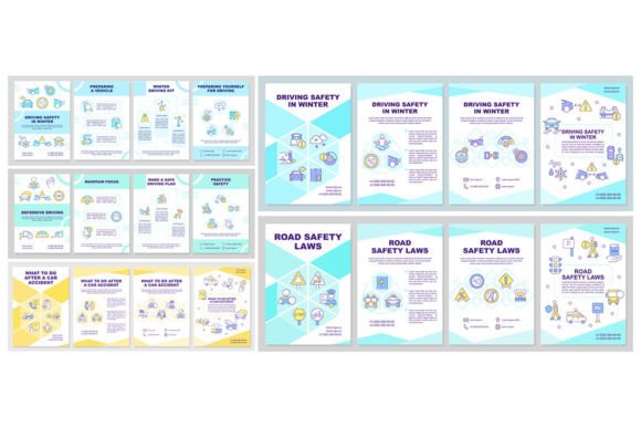 Driving Safety Brochure Template Set for Graphics and Graphic Templates