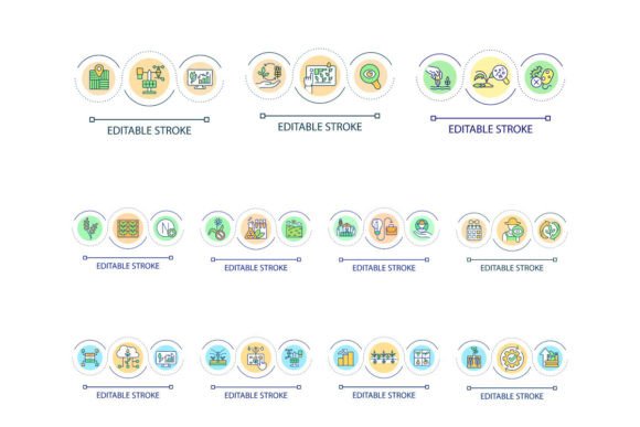 Farming Productivity Loop Concept Icons for Graphics & Icons