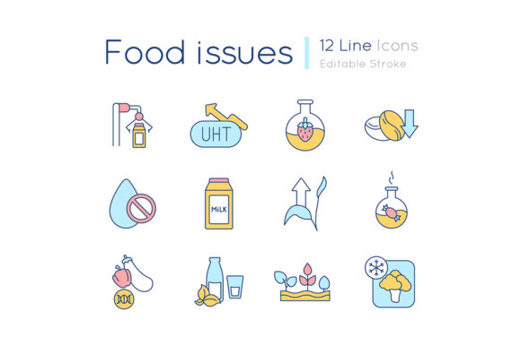 Food Issues RGB Color Icons Set: Graphics and Icons for Branding