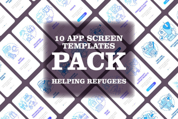 Helping Refugees Mobile App Screen Set