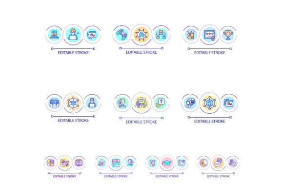 Learning Professions Loop Concept Icons for Graphics & Branding