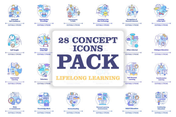 Lifelong Learning Concept Icons Bundle: Graphics and Icons for Modern Branding