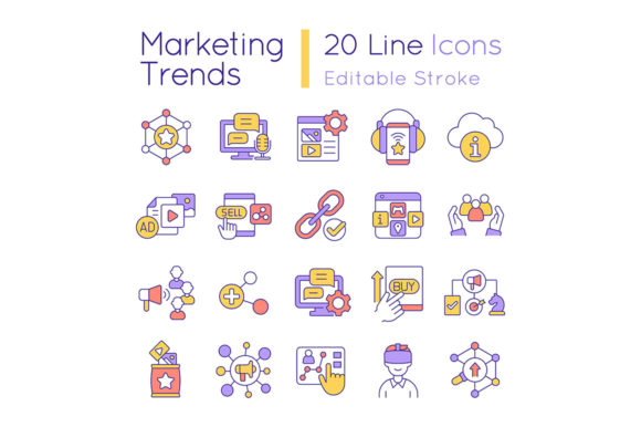 Marketing Trends RGB Color Icons Set: Graphics and Icons for Modern Publishing