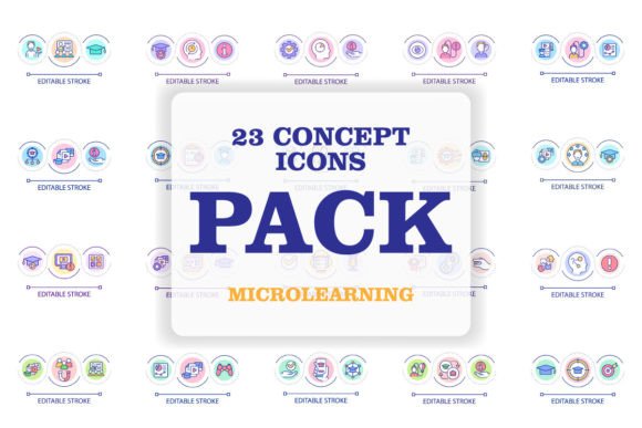 Microlearning Svg Concept Icons Set for Graphics and Icons