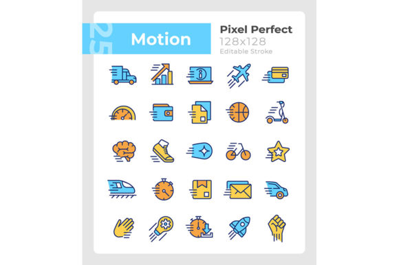 Motion Pixel Perfect RGB Color Icons Set Graphics and Icons
