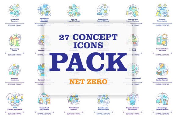 Net Zero Svg Concept Icons Set: Essential Graphics and Icons for Eco-Crafters