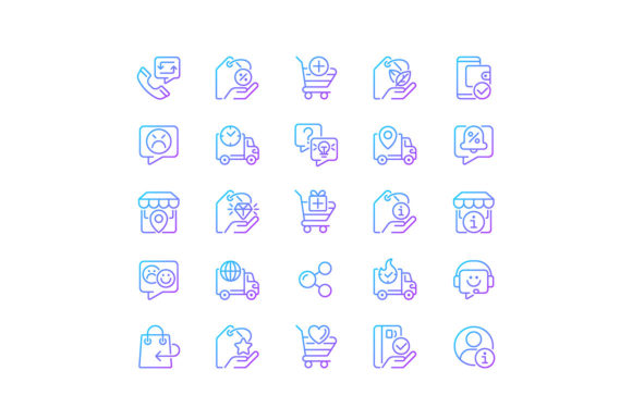 Online Shopping Gradient Linear Icons Graphics Review