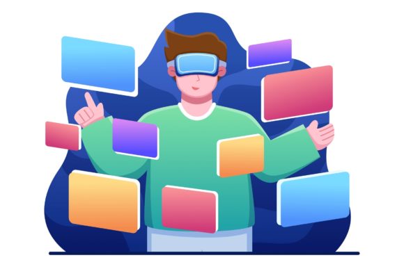 People Use Virtual Reality Technology Graphics and Illustrations Review