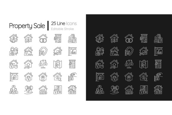 Property Sale Linear Icons Set for Modern Graphics