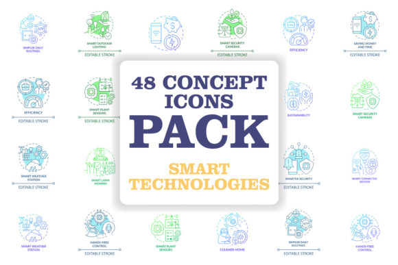 Smart Technologies Concept Icons Set: Modern Graphics and Icons for Branding