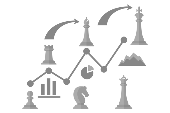 Strategy Concept: Chess Figure and Chart Graphics for Illustrations